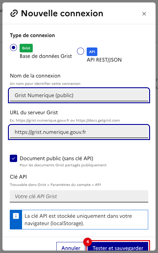 Connexion Grist