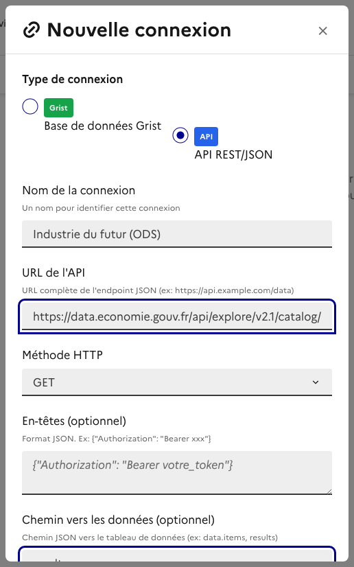Connexion API